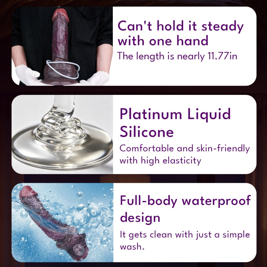 Big Black Squirting Dildo Built for Women Fullness Masturbation - Realistic Dual Density Silicone