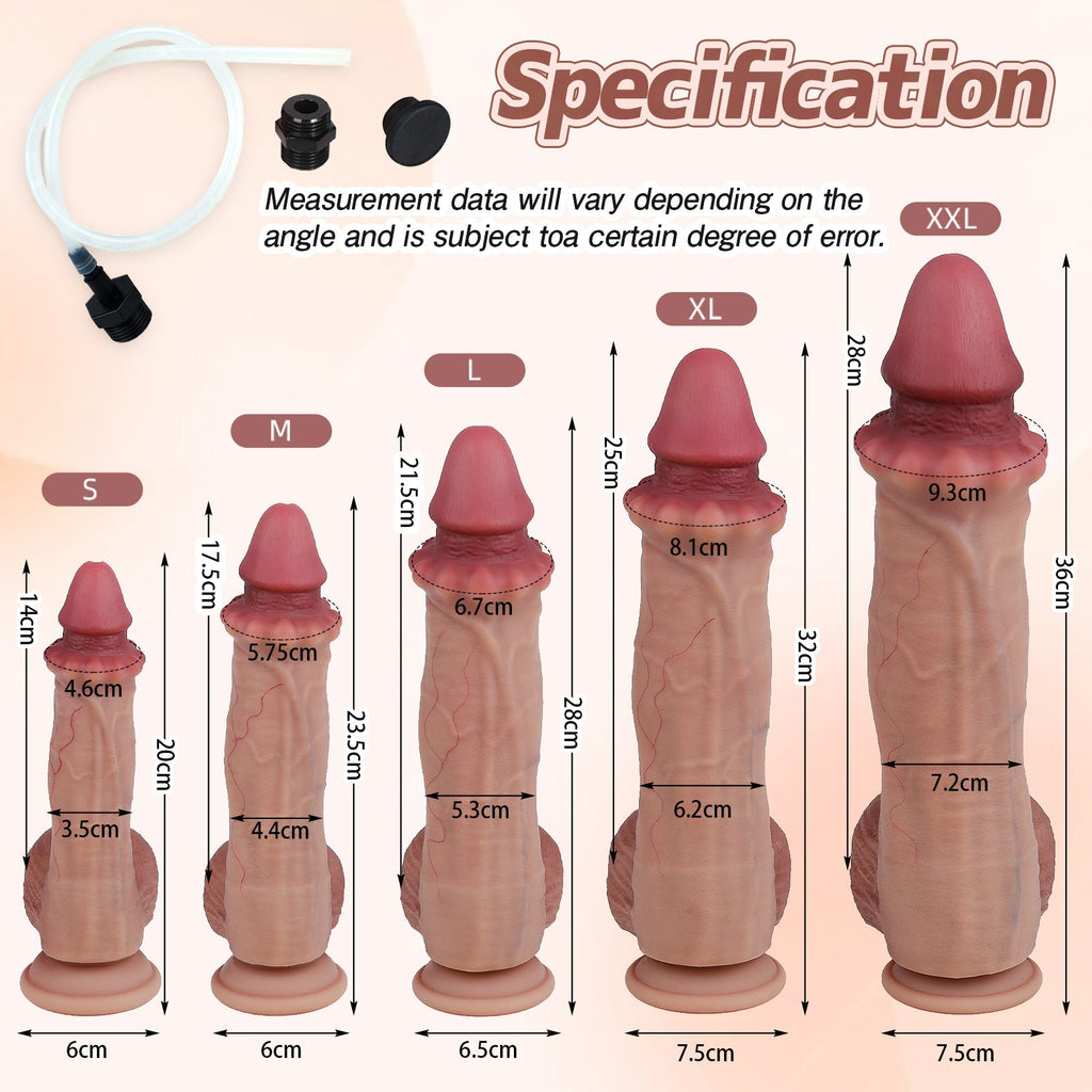 XXL Inflatable Realistic Silicone Embedded Bead Head Design Huge Dildo – Expandable Design with Air Pump Tube, 9.3cm Maximum Width × 28cm Insertable Length - Tarisss Sex Toy Store