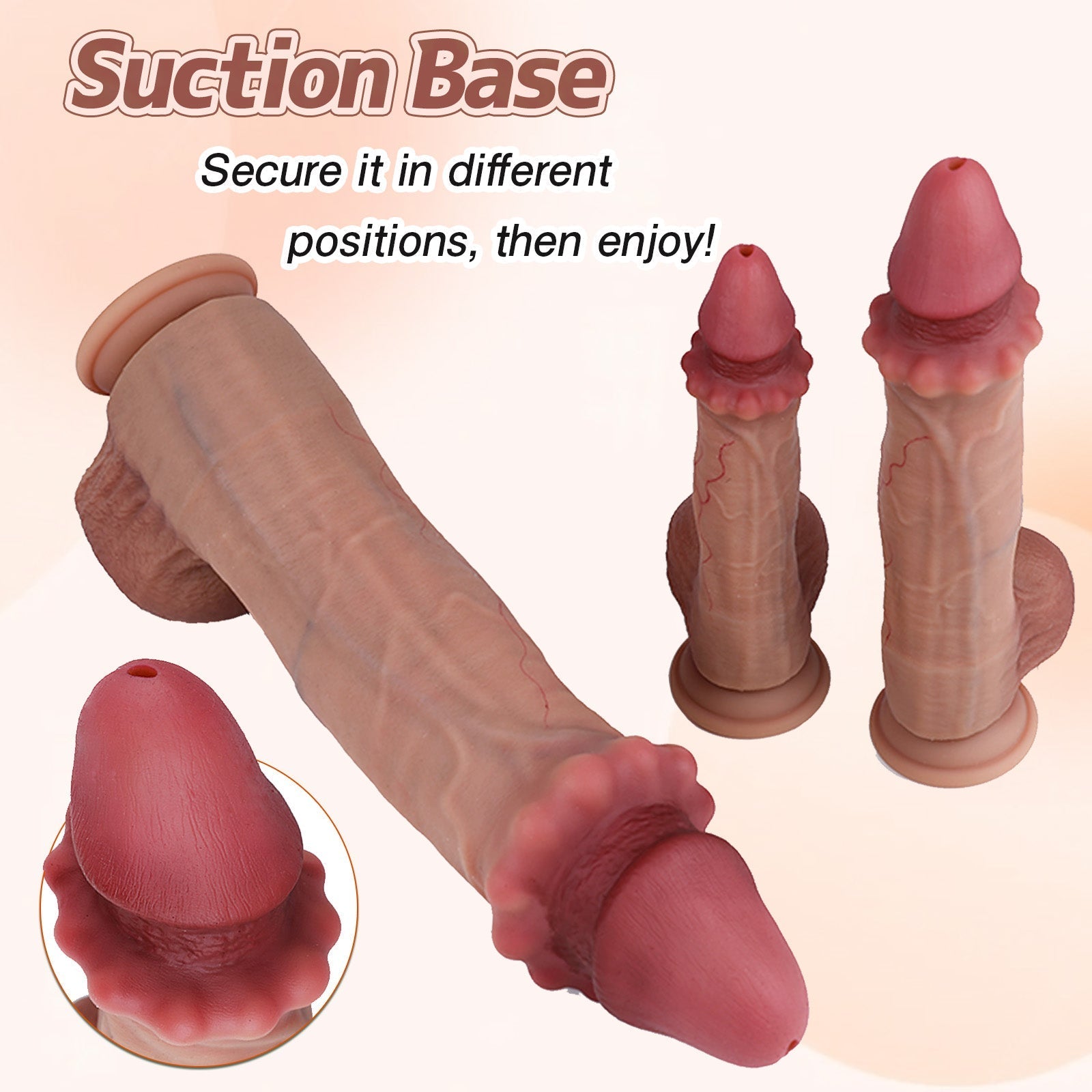 XXL Inflatable Realistic Silicone Embedded Bead Head Design Huge Dildo – Expandable Design with Air Pump Tube, 9.3cm Maximum Width × 28cm Insertable Length - Tarisss Sex Toy Store