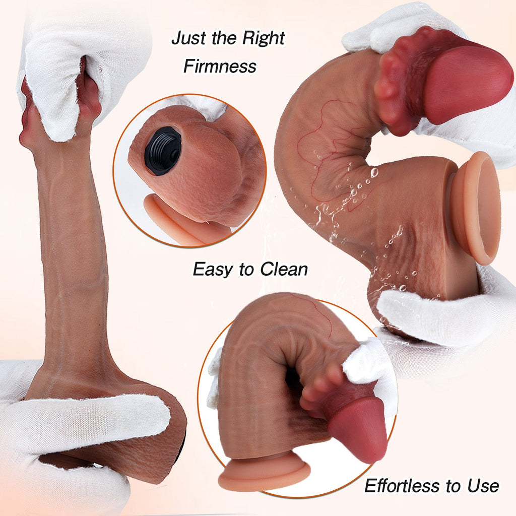 XXL Inflatable Realistic Silicone Embedded Bead Head Design Huge Dildo – Expandable Design with Air Pump Tube, 9.3cm Maximum Width × 28cm Insertable Length - Tarisss Sex Toy Store