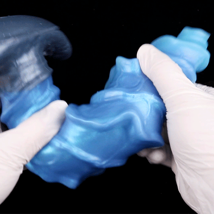 Domlust Spiral Strap-On Dildo – Premium Platinum Silicone | Tidal Ridge Fantasy Dildo | Ice Blue | Harness & Anal Ready