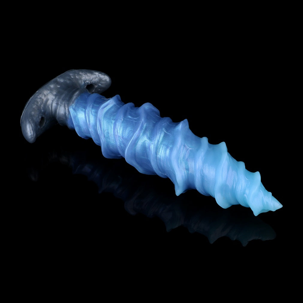 Domlust Spiral Strap-On Dildo – Premium Platinum Silicone | Tidal Ridge Fantasy Dildo | Ice Blue | Harness & Anal Ready