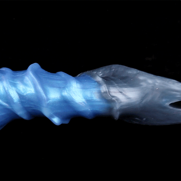 Domlust Spiral Strap-On Dildo – Premium Platinum Silicone | Tidal Ridge Fantasy Dildo | Ice Blue | Harness & Anal Ready