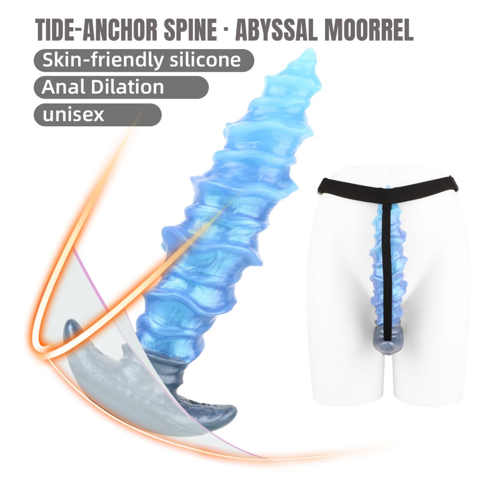 Domlust Spiral Strap-On Dildo – Premium Platinum Silicone | Tidal Ridge Fantasy Dildo | Ice Blue | Harness & Anal Ready