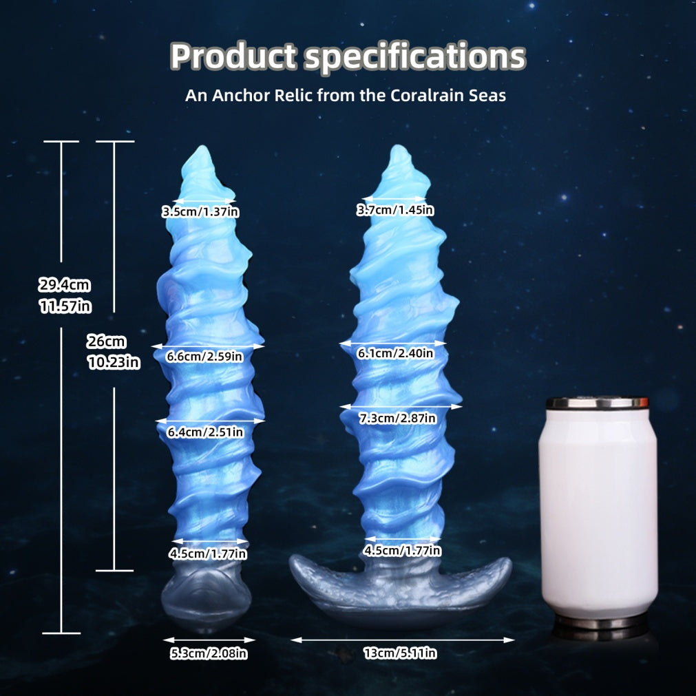 Domlust Spiral Strap-On Dildo – Premium Platinum Silicone | Tidal Ridge Fantasy Dildo | Ice Blue | Harness & Anal Ready