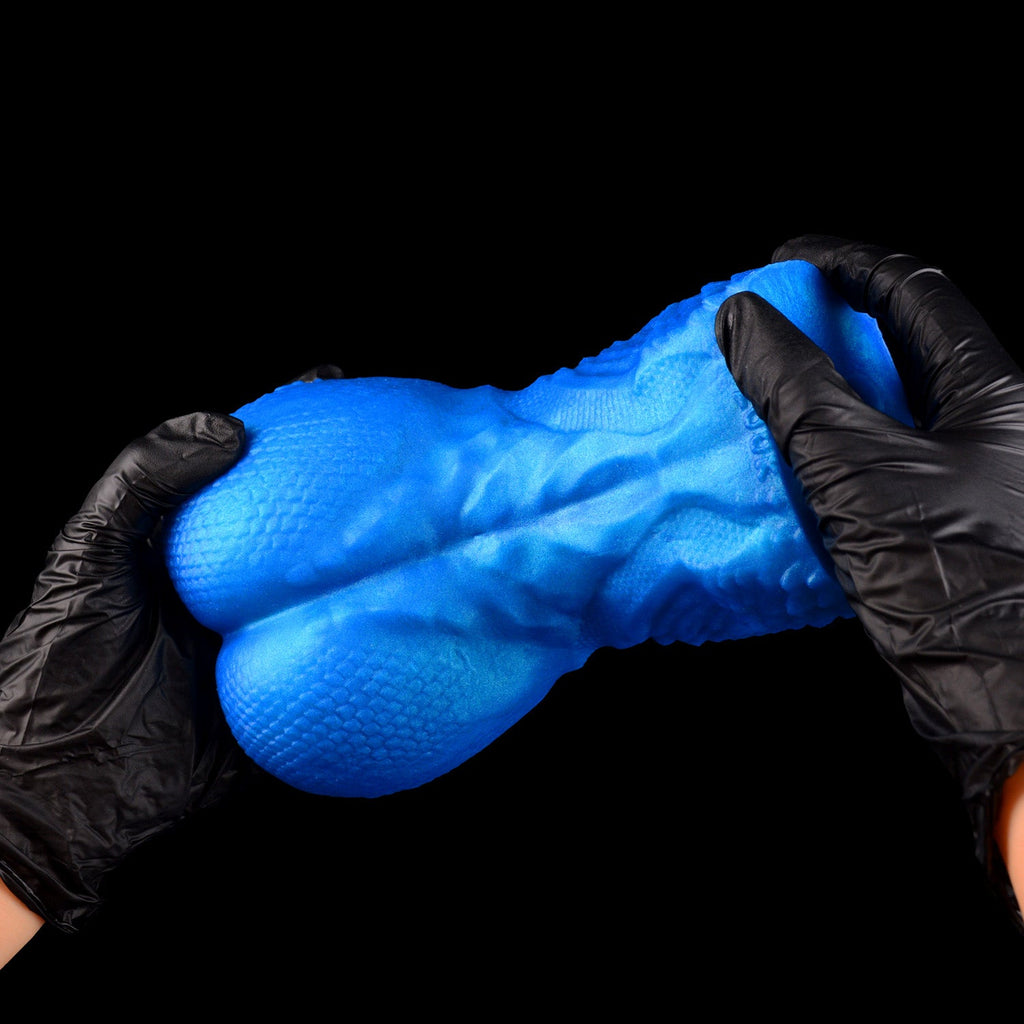 Blue Scale Predator Alien Torso Pocket Pussy – Dual-Channel Platinum Silicone Male Masturbator
