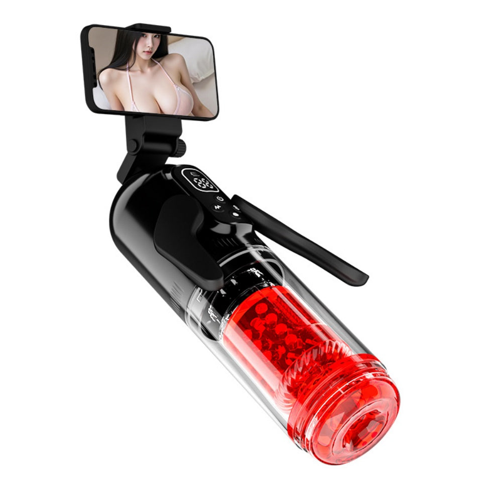 Multi-Frequency Vibration Male Penis Massaging Blowjob Cup - Dual Handle Rotating Masturbation Toys