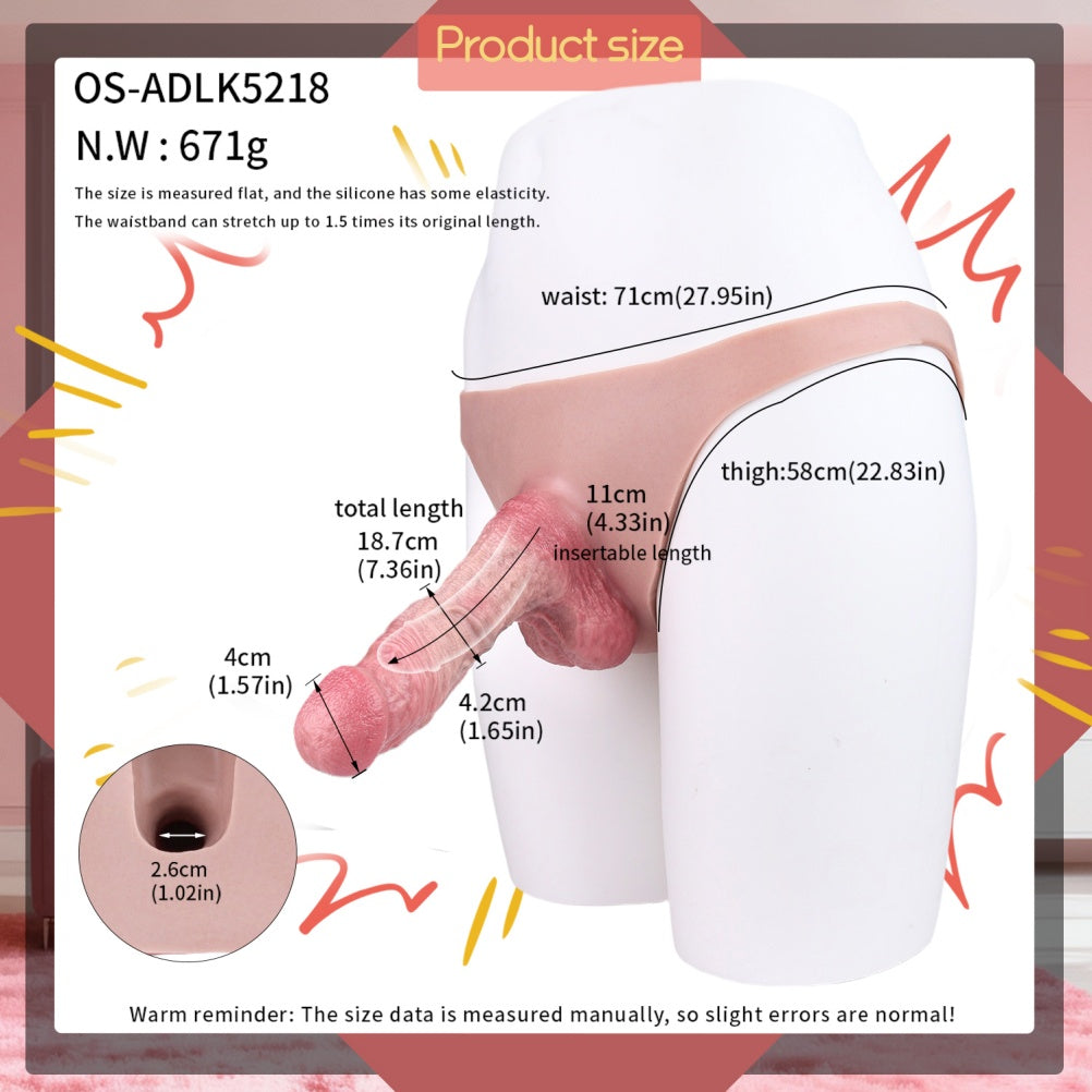 Liquid Silicone Sheath Underwear - Bareskin Hollow Dildo Male Penissleeve Extender Pants