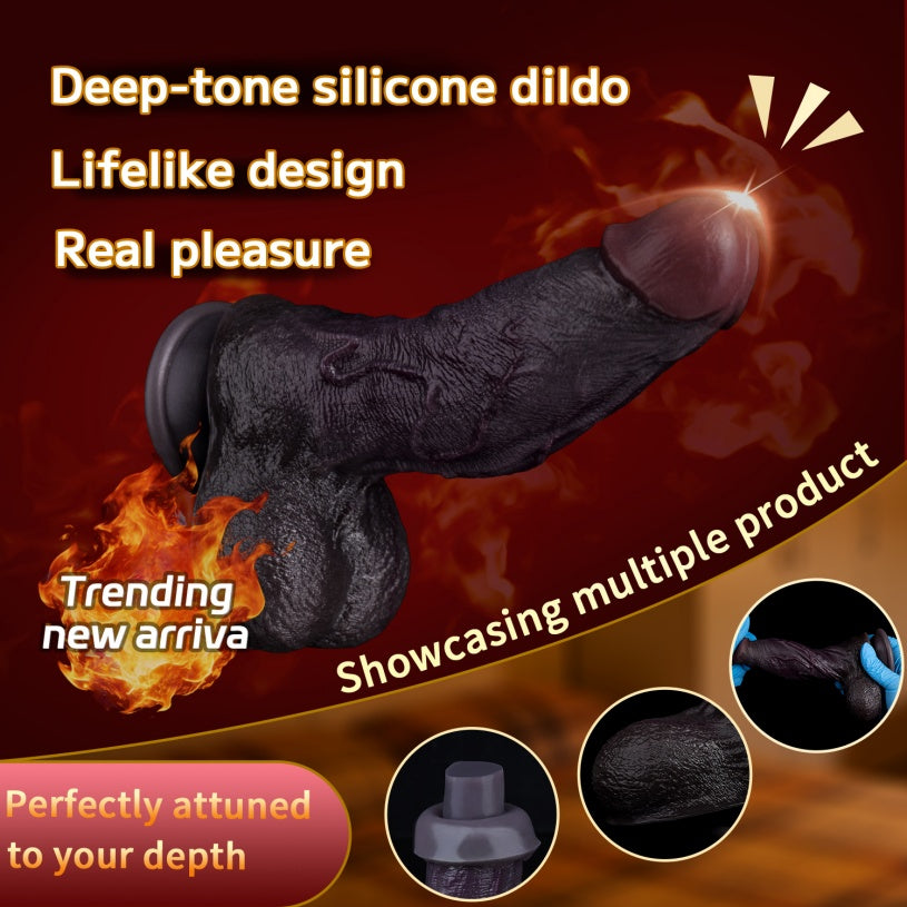 Domlust Black Duke – Dual-Layer Platinum Silicone Realistic Dildo with Suction Cup