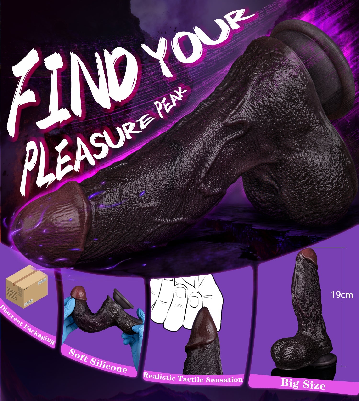 Domlust Black Duke – Dual-Layer Platinum Silicone Realistic Dildo with Suction Cup