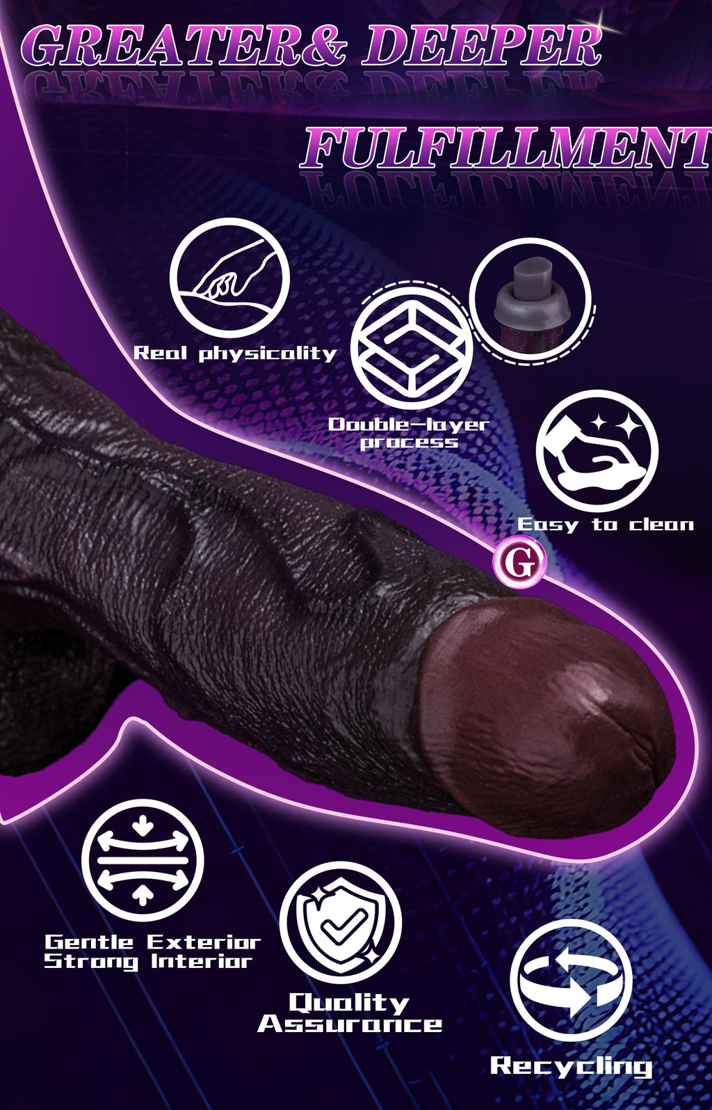 Domlust Black Duke – Dual-Layer Platinum Silicone Realistic Dildo with Suction Cup