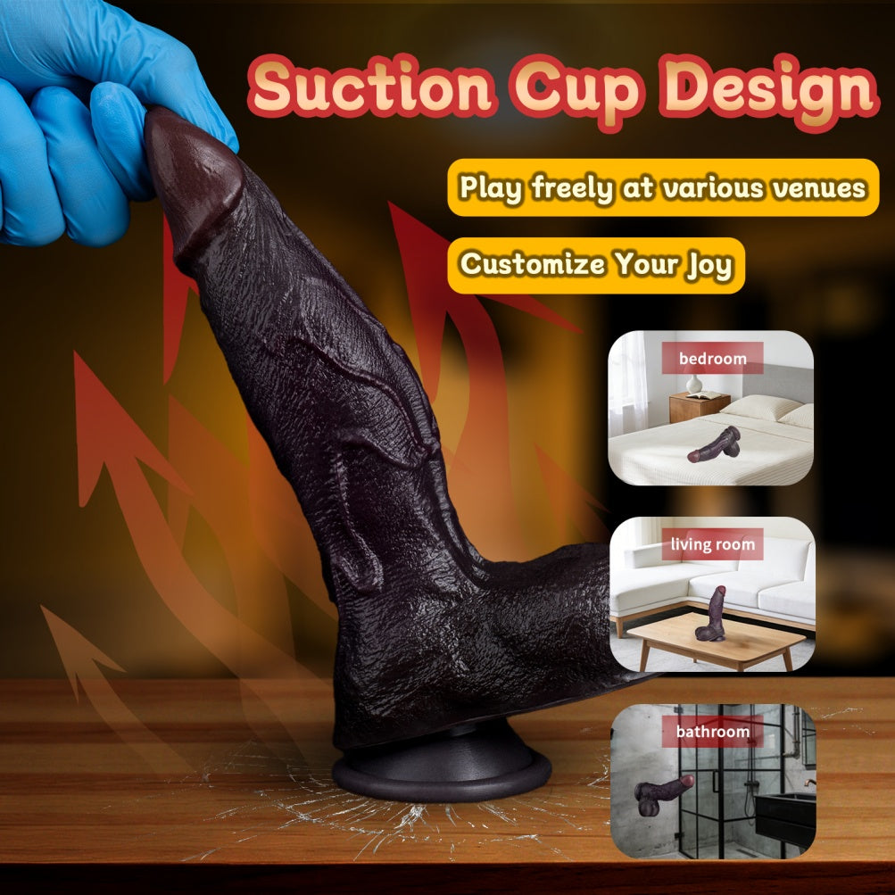 Domlust Black Duke – Dual-Layer Platinum Silicone Realistic Dildo with Suction Cup
