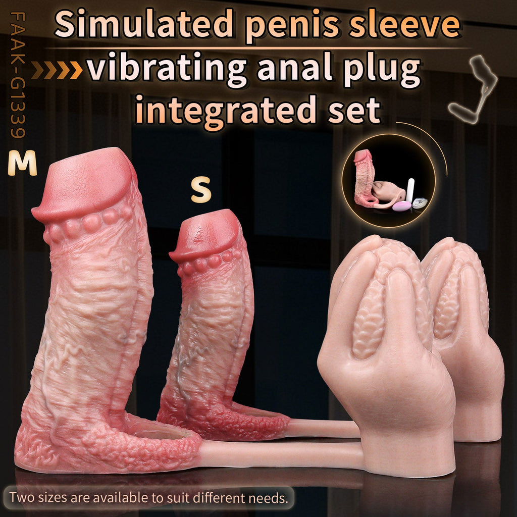 Realistic Silicone Cock Sleeve with Vibrating Butt Plug — Enlargement, Prostate Stimulation & Longer-Lasting Sex in One Integrated Set