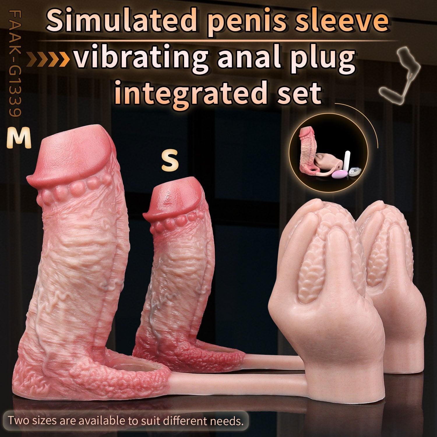 Realistic Silicone Cock Sleeve with Vibrating Butt Plug — Enlargement, Prostate Stimulation & Longer-Lasting Sex in One Integrated Set