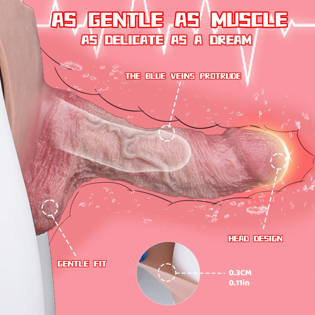 Realistic Bare Skin Hollow Dildo Male Strap On - Huge Penis Sleeve Extender Pants for Men