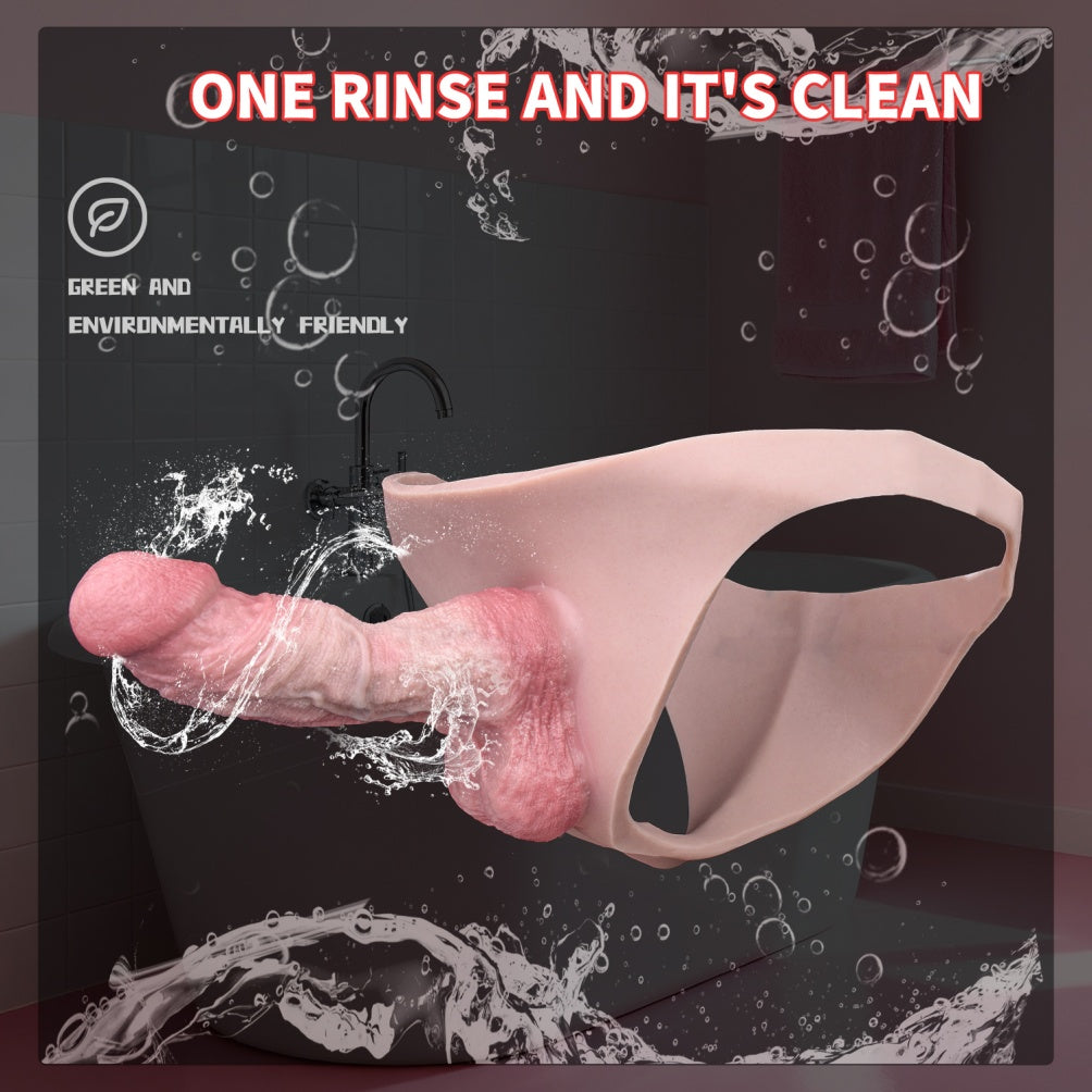 Realistic Bare Skin Hollow Dildo Male Strap On - Huge Penis Sleeve Extender Pants for Men