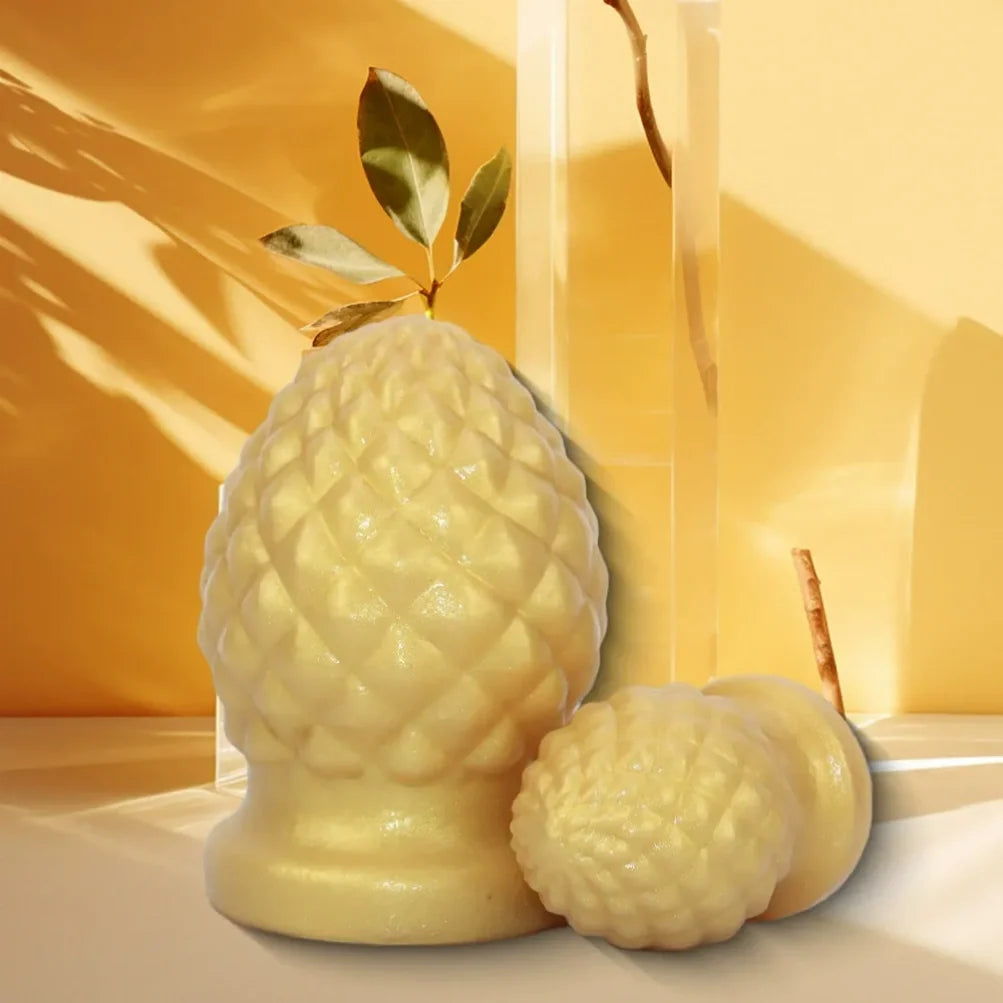 Pineapple Dildo Fist Butt Plug – Yellow Silicone Expansion Anal Toy S/L | Domlust