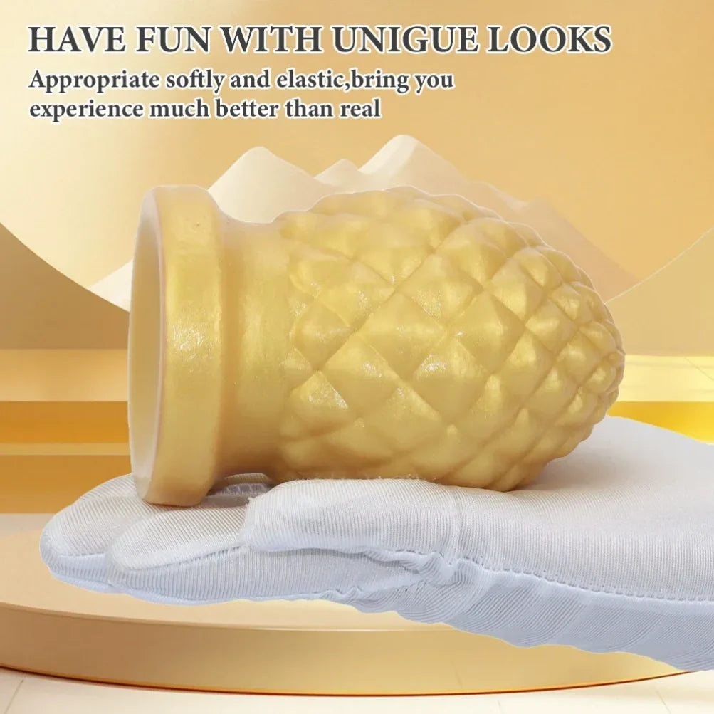 Pineapple Dildo Fist Butt Plug – Yellow Silicone Expansion Anal Toy S/L | Domlust