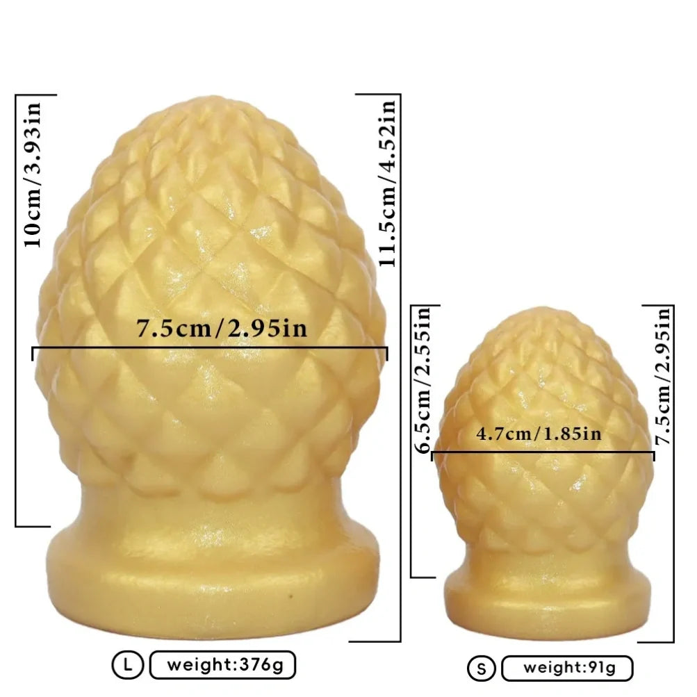 Pineapple Dildo Fist Butt Plug – Yellow Silicone Expansion Anal Toy S/L | Domlust