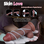Domlust 8.5" Realistic Squirting Dildo – Sliding Foreskin Dual-Density Platinum Silicone Harness Suction Cup Sex Toy