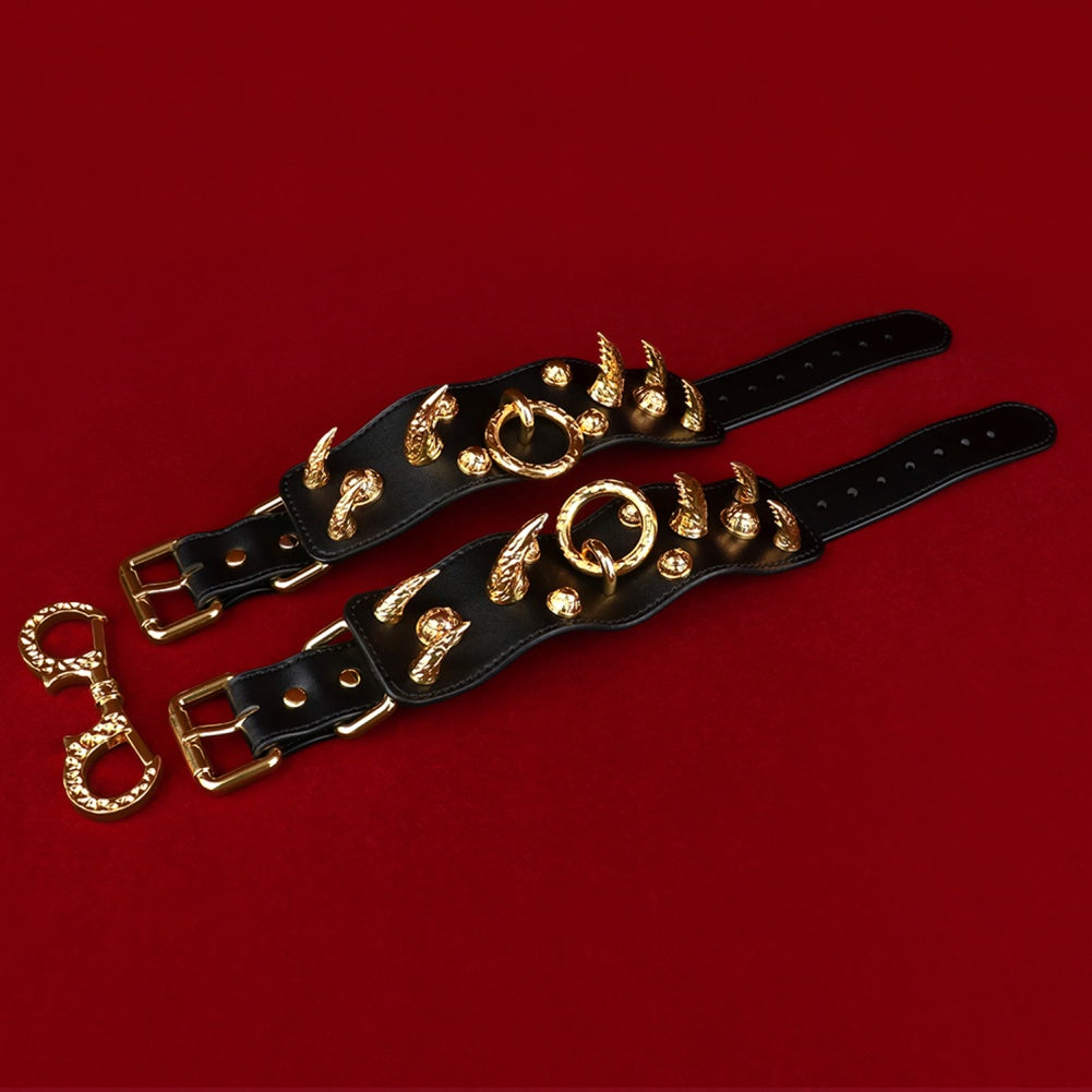 Fantasy Leather Spiked Sexual Handcuffs - Extreme Restraints Bettie Bondage BDSM Toys