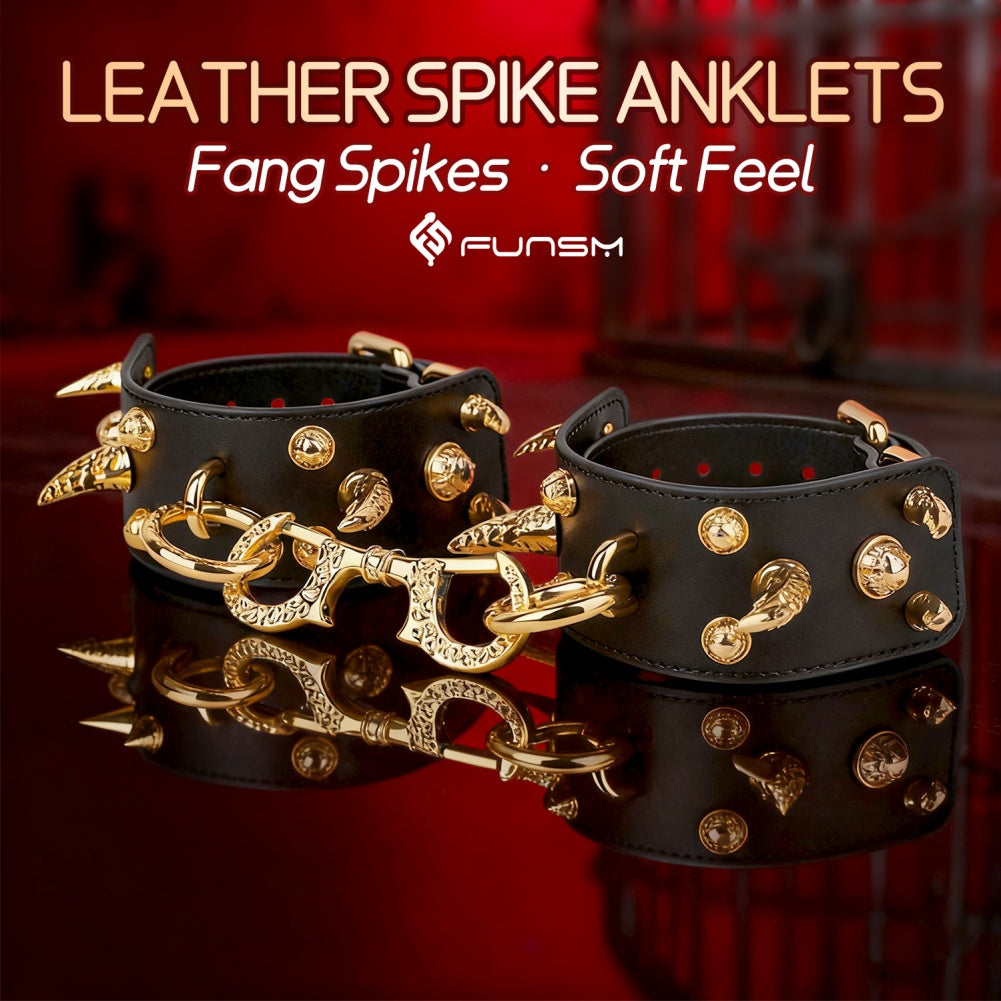 Fantasy Leather Spiked Sexual Handcuffs - Extreme Restraints Bettie Bondage BDSM Toys