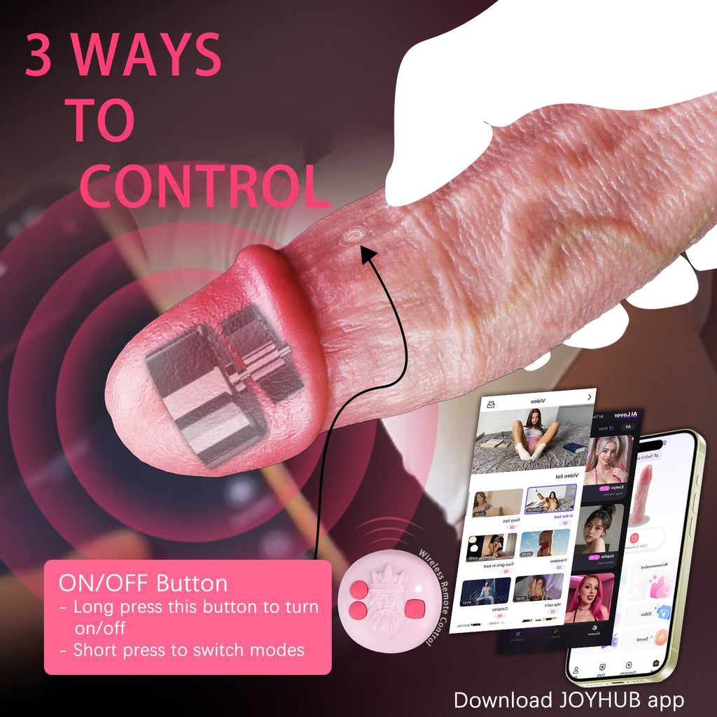 Vibrating Cock Sleeve with Triple Control & Locking Ring — Realistic Penis Extender Sleeve for Couples