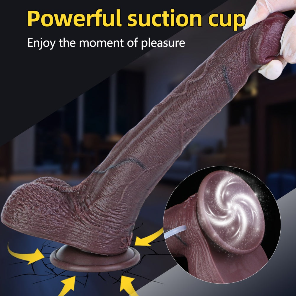 BBC Dildo 11 Inch Squirting – Realistic Ebony Dual-Density Silicone | Domlust