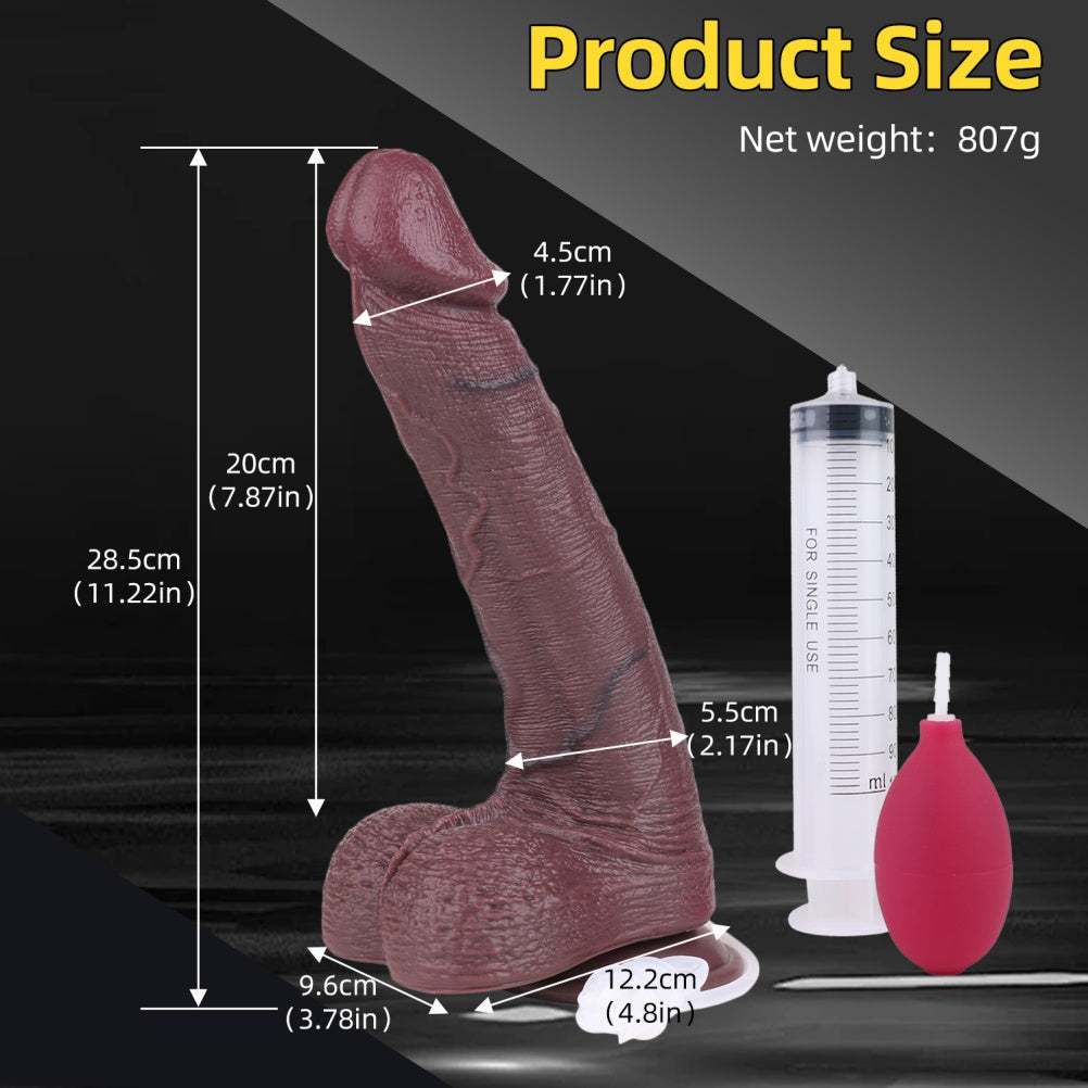 BBC Dildo 11 Inch Squirting – Realistic Ebony Dual-Density Silicone | Domlust