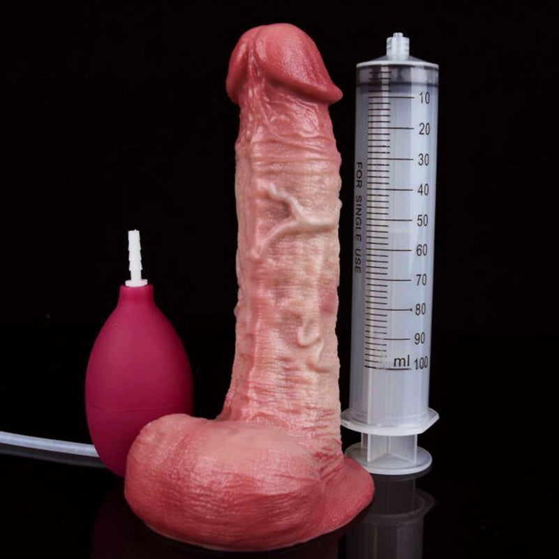 Squirting Strap-On Dildo with Suction Cup — Realistic Silicone Ejaculating Sex Toy for Anal & Vaginal Play