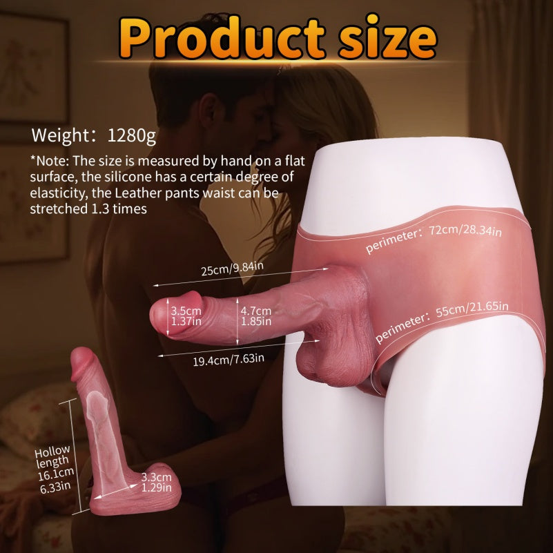 Bareskin Realistic Penissleeve Extender Pants - 10-inch Huge Cock Sleeve Sheath Underwear
