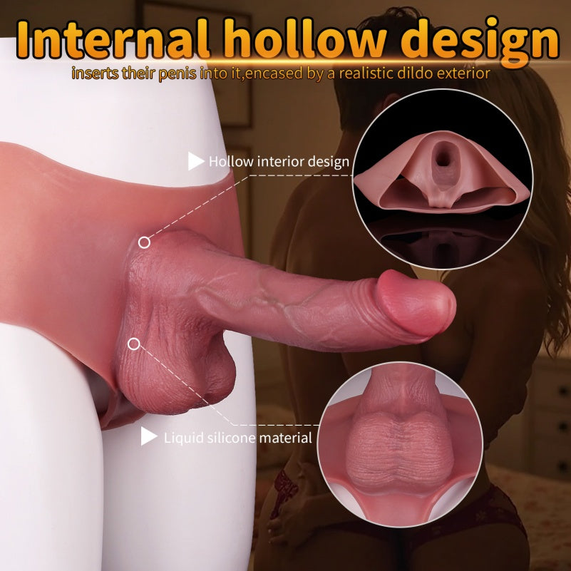 Bareskin Realistic Penissleeve Extender Pants - 10-inch Huge Cock Sleeve Sheath Underwear