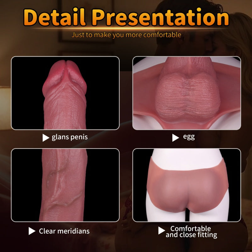 Bareskin Realistic Penissleeve Extender Pants - 10-inch Huge Cock Sleeve Sheath Underwear