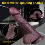10 Inch Black Squirting Dildo – Dual Density Platinum Silicone | Realistic Vein Texture | Ejaculating