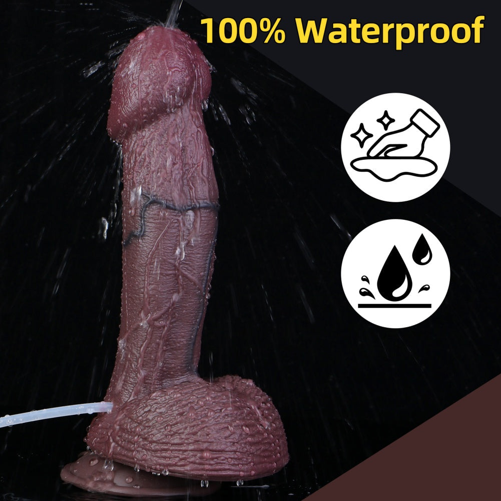 10 Inch Black Squirting Dildo – Dual Density Platinum Silicone | Realistic Vein Texture | Ejaculating