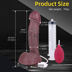 10 Inch Black Squirting Dildo – Dual Density Platinum Silicone | Realistic Vein Texture | Ejaculating