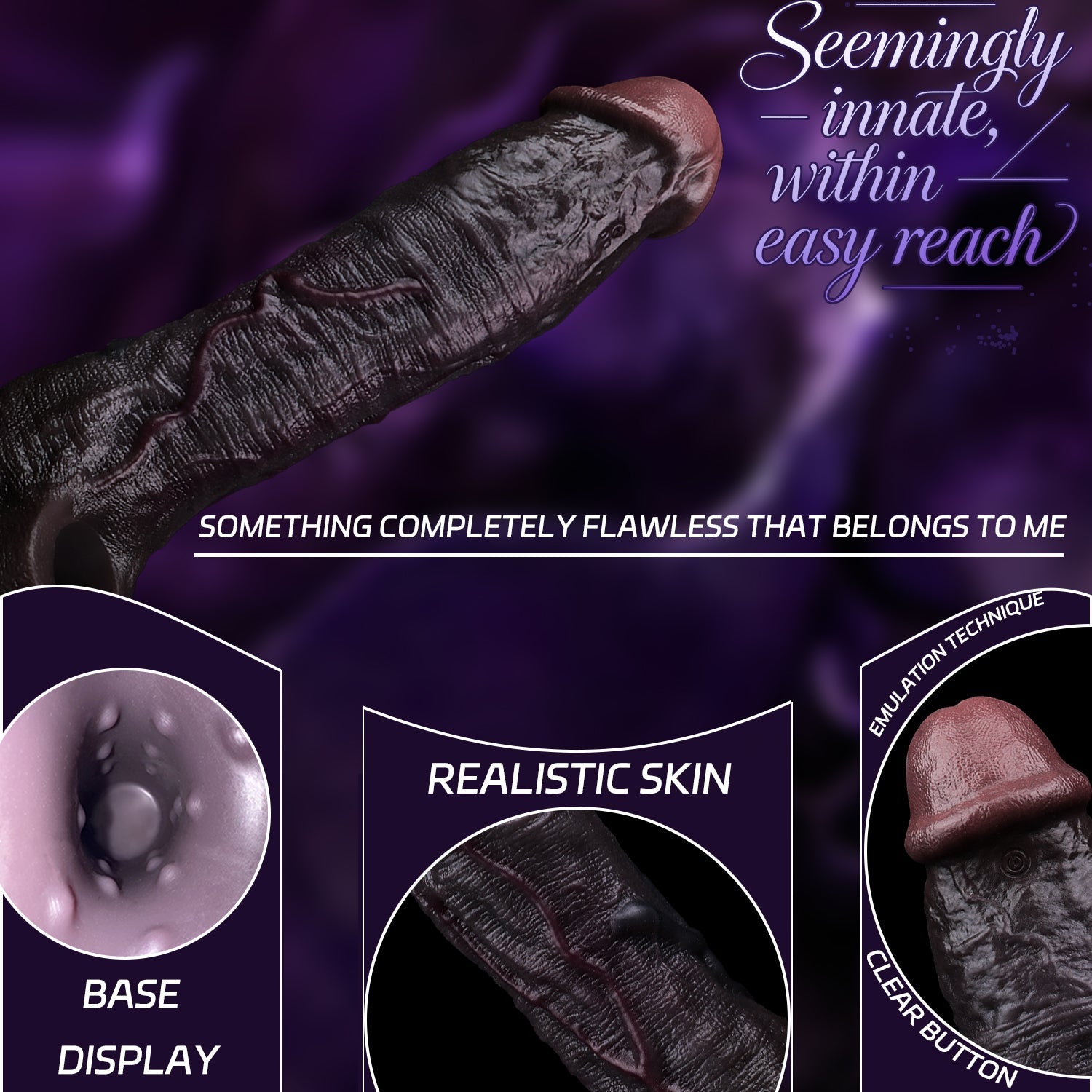 Black Platinum Silicone Vibrating Cock Sleeve | BBC Penis Sleeve with Remote Control & 9 Vibration Modes