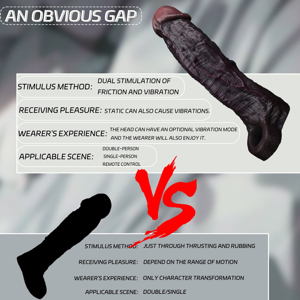 Black Platinum Silicone Vibrating Cock Sleeve | BBC Penis Sleeve with Remote Control & 9 Vibration Modes