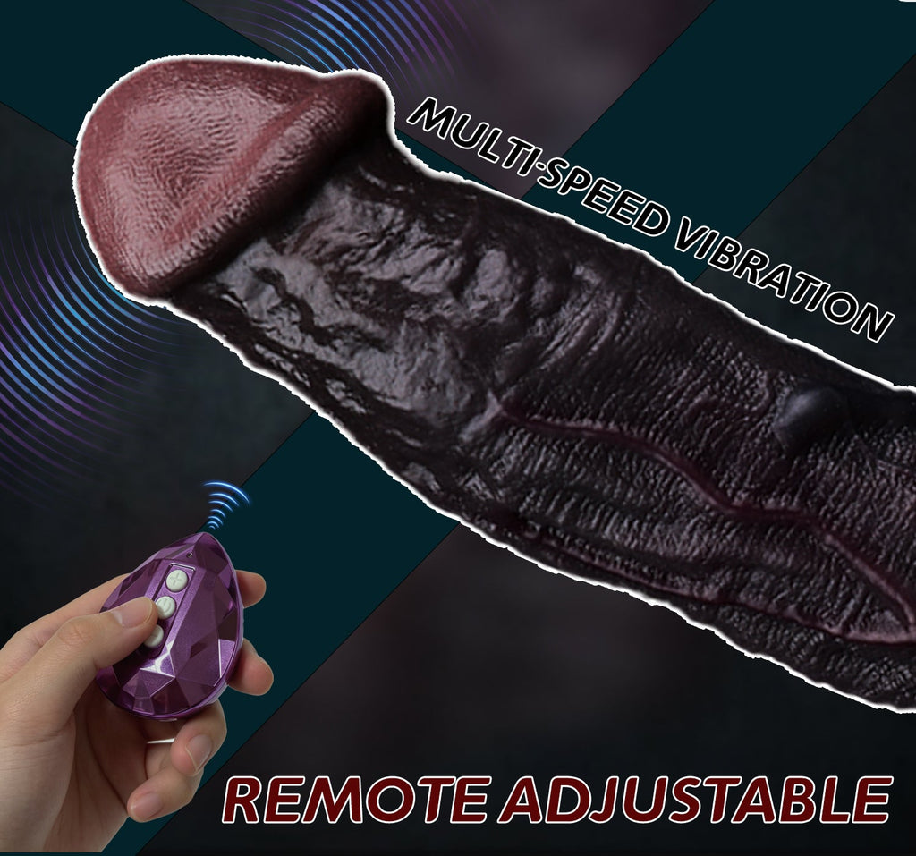Black Platinum Silicone Vibrating Cock Sleeve | BBC Penis Sleeve with Remote Control & 9 Vibration Modes