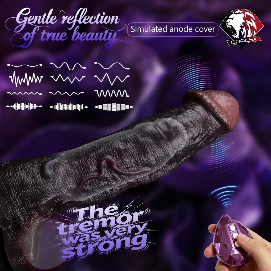 Black Platinum Silicone Vibrating Cock Sleeve | BBC Penis Sleeve with Remote Control & 9 Vibration Modes