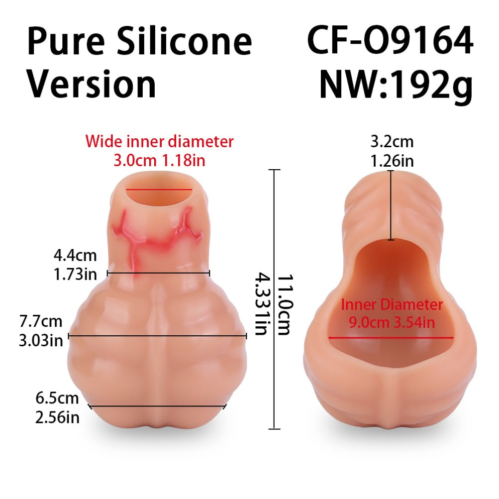 Realistic Fleshy Silicone Wearable Testicle Sleeve – Erection Restricting Chastity Cage Sex Toys for Men