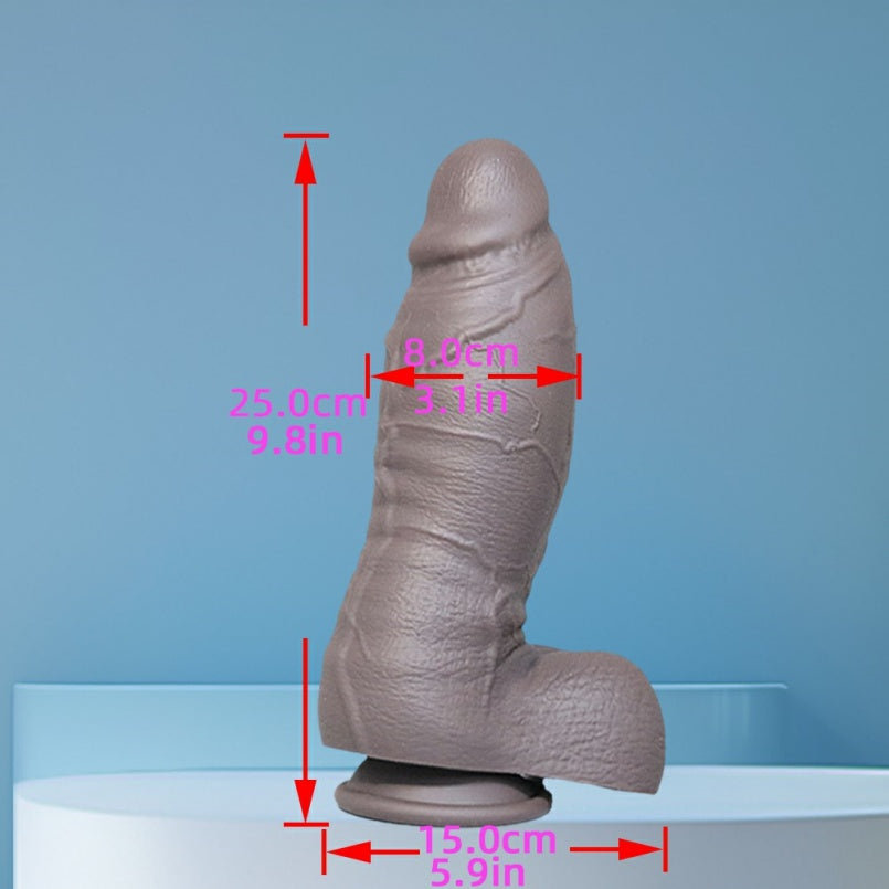 Gray Monster Dildo – 3.1" Girth Platinum Silicone | 1350g Heavyweight Realistic | Suction Cup