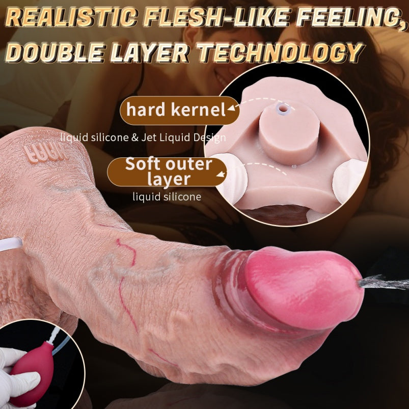 Domlust Ejaculating Dildo – Giant Realistic Squirting Silicone Toy with S-Curve & Dual-Layer Construction