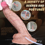 Realistic Squirting Dildo with Giant Balls — Lightskin Flesh Silicone Ejaculating Strap-On & Suction Cup Sex Toy