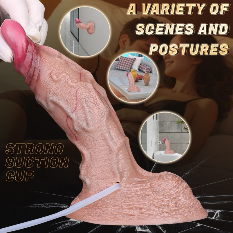 Domlust Ejaculating Dildo – Giant Realistic Squirting Silicone Toy with S-Curve & Dual-Layer Construction