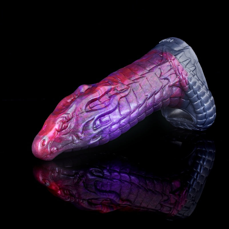 Fantasy Chinese Dragon Cock Sleeve – Purple Silicone Tight Penis Extender Sheaht for Men