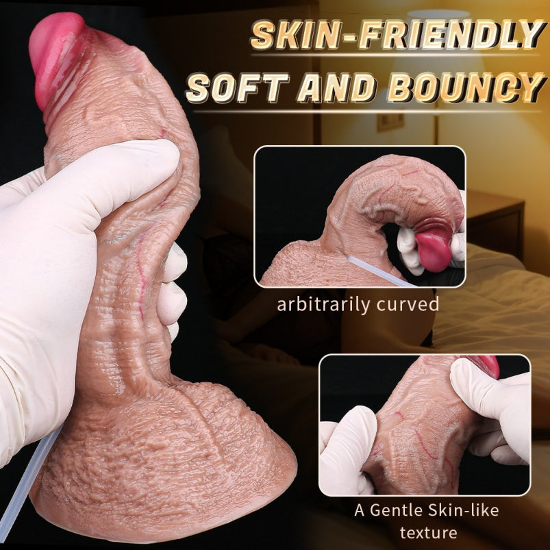 Domlust Ejaculating Dildo – Giant Realistic Squirting Silicone Toy with S-Curve & Dual-Layer Construction