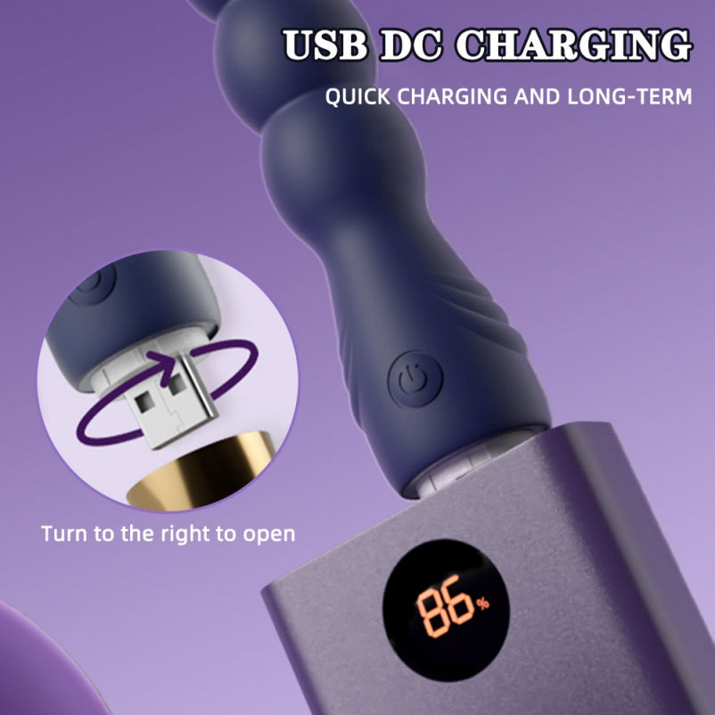 Purple Silicone 7-Bead Vibrating Anal Beads Butt Plug – Powerful Motor Clit-Stimulating Masturbator