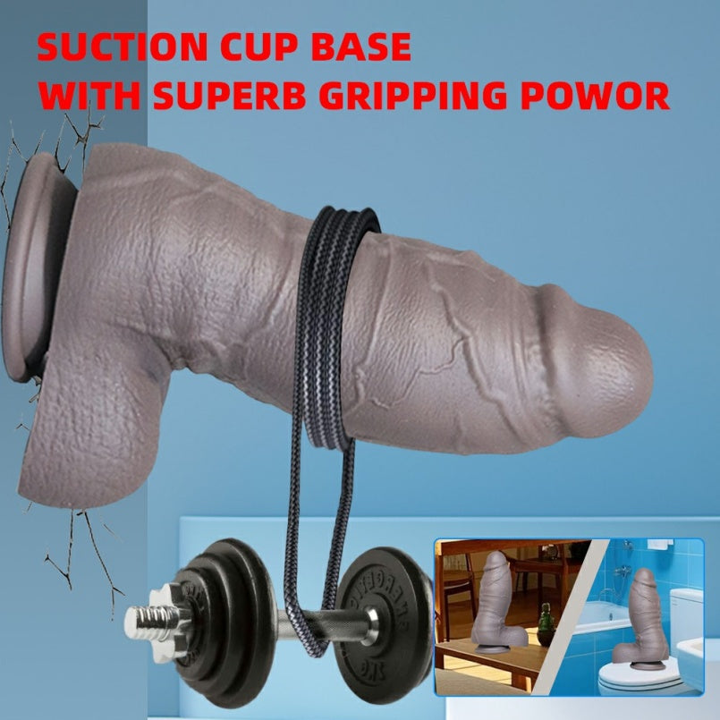 Gray Monster Dildo – 3.1" Girth Platinum Silicone | 1350g Heavyweight Realistic | Suction Cup