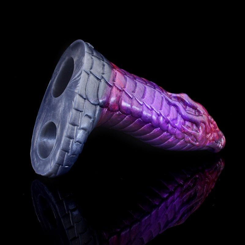Fantasy Chinese Dragon Cock Sleeve – Purple Silicone Tight Penis Extender Sheaht for Men